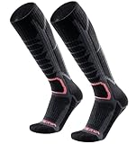 WEIERYA Skisocken,Merinowolle ski socken für Herren Damen Geeignet für Skifahren,Snowboarden,Outdoor Wintersport,Schwarz 2 Paar (45-48)