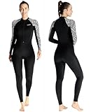 Skyone Dive Skins Badeanzug Ganzkörper-Rashguard für Männer und Frauen, dünner Neoprenanzug, Taucherhaut, UV-Schutz, langärmelig, einteilig, schnell trocknend, Tauchhaut zum Schnorcheln (schwarz,