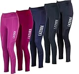 Lazura - Reitleggings für Mädchen Emilia | Vollbesatz aus Silikon | Vollbesatzreithose mit 2 seitlichen Handytaschen | Kinder Reithose in Schwarz | Reitbekleidung in Größe 152