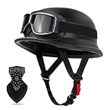 Motorradhelm Halbschalenhelm mit ECE, Retro Motorrad Leder Halbhelm Mit DOT/ECE Zertifizierung Vintage Motorrad Jethelm Kappe Halbschalenhelm für Cruiser Scooter Chopper