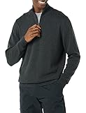 Amazon Essentials Herren Pullover mit Viertelreißverschluss aus 100% Baumwolle, Dunkelgrau Meliert, L