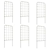 Outsunny 6er-Set Rankhilfe, Pflanzenhalter, Rankgitter, Gartenpflanze Stützstangen, Gartenspaliere für Kletterpflanzen, Balkon, Stahl, Grün, 40 x 90 cm