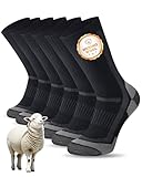 SockWaddles Merino Wandersocken Herren Damen, Atmungsaktiv Outdoor Socken Trekkingsocken, Gepolstert Sportsocken Anti-Blasen Laufsocken Merinowolle Arbeitssocken 3 Paar