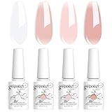 Vishine 4 Farben Semi-permanenter Gel Lack, klar, milchig weiß, rosa, Nagellack, natürliche Farbe, rosa, milchig weiß, klar Kristallgelee Soak Off UV LED Gel 8 ml