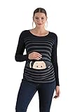 Witzige süße Umstandsmode T-Shirt mit Motiv Schwangerschaft Geschenk - Langarm (Schwarz, Medium)