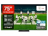 Fernseher TCL 75Q8C 75 Zoll QD-Mini LED, 4K HDR Premium 4500, ZeroBorder™, Smart Google TV, CrystGlow WHVA Panel, Audio von Bang & Olufsen, 144Hz Motion Clarity Pro, Dolby Vision IQ & Atmos