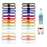 Cozevdnt 24 Stück Glasmarkierer Silikon,Glas Markierung, Weinglasmarkierer für Tassen, Trinkglas, Weingläser, Sektgläser, Getränkegläser usw(12 Farben)