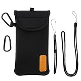 DOB SECHS Handyhülle Tasche Universal Pouch Handysocke, Neopren Handytasche Stoff für Smartphones 6,5 Zoll, Handy Tasche 18 x 8,5 cm Innenmaße, für iPhone Samsung Galaxy Google Pixel, Schwarz