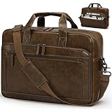 RAINSMORE Aktentasche Herren Vintage Arbeitstasche Laptoptasche 16 Zoll Wasserdicht Ledertasche Messenger Bag Umhängetasche für Arbeit, Büro, Business