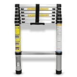 Eaxus® Teleskopleiter 2,0m - Aluminium Mehrzweckleiter Ausziehbar mit 7 Stufen, Silber