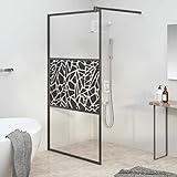 Duschwand für Walk-In Dusche, LAPOOH Duschrückwand, Duschabtrennung, Glaswand Dusche, Duschglaswand, Duschtrennwand, 115x195 cm ESG Steindesign Schwarz