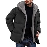 Herren Hoodie Warm Winter Puffer Jacke Winddicht Verdickt Männlich Daunenmantel Dick Gefüttert Männer Parka Jacken, Schwarz, 6XL