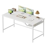 Mericonia 120 cm Computertisch, Gaming-Schreibtisch für kleine Räume, moderner Schreibtisch im schlichten Stil für das Homeoffice, Schreibtische für Studenten, Weiß