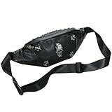 Bauchtasche für Damen, Schwarze Leder-Bauchtasche für Frauen, Totenkopf-Design, Bauchtaschen für Damen, Modische Hüfttasche für Hundespaziergänge, Festivals, Wandern, Reisen (Color-5)