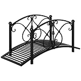 Outsunny Gartenbrücke aus Metall Gartendekoration mit Seitengeländer Teichbrücke Vintage-Stil Höchstlast 150 kg 102 x 48 x 49 cm schwarz