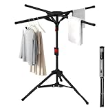 AISIR Standtrockner Wäscheständer Hoch Klappbar mit 4 Flügeln, Wäschespinne Wäschetrockner Ständer für Balkon,Drinnen, Draußen -Schwarz