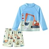UV Schwimmshirt Jungen Zweiteilig Langarm Badeshirt Kinder Boardshorts Jungen Badeanzug Set 104 110/4-5 Jahre