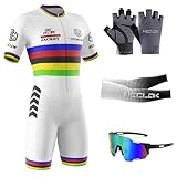 Triathlon Anzug Herren-Einteiliges Radtrikot-Trisuit Einteiler-Triathlonanzug-Pro Trisuit-Triathlon Einteiler Kurz-3Taschen für Wettkampf Run,Cycle,Swim,Fahrradfahren Strumpfhosen (L,TYP-2)