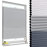 WOLTU Wabenplissee ohne Bohren Verdunklung Thermo Doppelplissee Klemmfix Zweifarbig 80x120cm Grau-Weiß, Plissee Faltrollo Sonnen-, Sicht- & Schallschutz, Jalousie Plisseerollo für Fenster & Tür