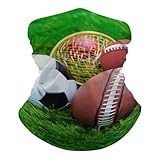 QMNRTK Sturmhaube mit Sportbällen auf Gras, UV-Schutz, atmungsaktiv, Halstuch, Skimaske für Männer und Frauen, Kopfbedeckung, Bandana, elastischer Gesichtsschal, Weiß, Einheitsgröße