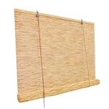 Rideau De Roseau Tissés À La Main,Store Roulant Interieur,Rideau En Bambou Separation De Piece,Volets Roulants En Bambou Store Enrouleur Roseau Pour Intérieur/Extérieur/Patio(Natural White Line,110x23
