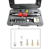 Lötkolben Set, Lötstation mit Temperatur Einstellbar, 5 Stück HS-1115K Lötkolbenköpfe, Lötkolben Mehrzweck-Kit Butan-Schweißspitzen Gaslöt Universalzubehör für Elektrotechnik Reparaturen