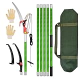 Teleskop Astsäge, Astsäge Mit Teleskopstiel 8m Höhenverstellbar 2,24m-6,24m Astsäges Teleskop Klinge Aus Kohlenstoffstahl Mit Messern Und Aufbewahrungstasche Stangensäge Handstielsäge Gartengeräte-Set