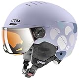 uvex Rocket jr Visor - robuster Skihelm für Kinder - Filterkategorie 2 - optimierte Belüftung - cool Lavender Abstract matt - 54-58