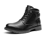 Bruno Marc Herren Motorrad Combat Schnürstiefel mit Reißverschluss und bequemem Fußbett,Size 43,Schwarz,BMEMAB2502