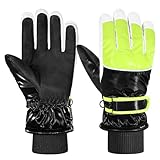 MoKo Kinder Winterhandschuhe, Wasserdicht Skihandschuhe mit Elastisch Bündchen für 6-15 Jahre, Winddicht Thermisch Kinder Schnee Handschuhe für Skifahren Snowboarden Rodeln Radfahren, Schwarz, M