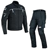 BOSmoto Motorradkombi Textil 2-teilig mit CE Protektoren – Motorradjacke und Motorradhose für Herren,Wasserdichte Motorradjacke mit Hose,Herren Motorradkombi Textil (BLACK, 2XL)