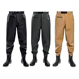 Wasserdichte Wathose – taillenhohe Wathose zum Angeln, Wathose für Damen und Herren, Watstiefel mit Reißverschlusstaschen, Wathose zum Meeresangeln, mit Stiefeln zum Fliegenfischen, Kajakfahren