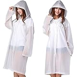 CHJIEJIE Tosean 2 Stück Regenponcho Regencape Wiederverwendbar Regenmantel mit Kaputze Wasserdicht Transparent Regen Poncho Atmungsaktiv Regencape tragbarer Regenbekleidung Regenjacke 160-190cm