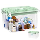 BORDEAG Medizinbox, Hausapotheke Box, Medikamenten Aufbewahrung, Medikamentenkoffer, Medikamentenbox Aufbewahrung Mit Griffe Für Medikamente, Gadgets, Kosmetische (24 * 17 * 13.5 cm)