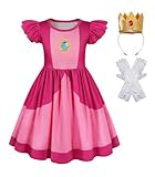 Marendyee Prinzessinnen-Kostüm für Kinder, Halloween-Kostüme mit Krone, Geburtstag, Rollenspiel, Outfit für Kinder von 7–8 Jahren