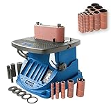 Scheppach oszillierender Spindelschleifer OSM600 + 18 tlg. Schleifhülsenset (Körnung 120) | 450W, neigbar bis 45°, Alu-Tisch, Oszillationshub 16 mm) inkl. 5 Schleifhülsen & 4 gummierten Schleifwalzen