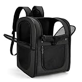 apollo walker HundeRucksack und KatzenRucksack für Kleine Haustiere(Belastbarkeit 2-15kg) - Gepolsterter Rückenstütze Hundetasche Atmungsaktiver Netz-Tierrucksack für Wandern, Reisen, Schwarz