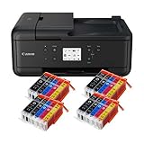 IC-Office TR7650 Farbtintenstrahl Multifunktionsdrucker 4-in-1 (Drucken, Kopieren, Scannen, Faxen, ADF, WLAN, AirPrint) schwarz + 20 XXL Tintenpatronen