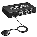 Ujjdwiurgh DP KVM Switch 2 Port 8K@30Hz Displayport1.2 Switch 2 in 1 Out mit 3 USB2.0 Ports für 2 PC Laptop Share Tastatur Maus