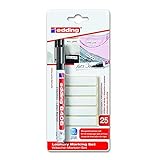 edding 8408 Wäschekennzeichnungsset - schwarz - 1 Stift - Rundfeder 0,75 mm, 25 x Namensschilder zum Aufbügeln - zum Kennzeichnen von Etiketten für Kleidung