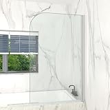 T&K Duschwand für Badewanne 90x140cm Chrom Badewannenwand Faltbar Runde Kante 5MM gehärtetes Sicherheitsglas beidseitig leicht zu reinigen Badewannenaufsatz Duschabtrennung für Badewanne