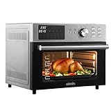 OIMIS Heißluftfritteuse xxl 30L 1800W, mini backofen mit umluft, 21 in 1 pizzaofen elektrisch mit Timer, 7 Zubehör, kochbuch, Dual Cook, Airfryer, Grillen, Backen, Stainless steel
