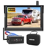 AUTO-VOX Magnetische Kabellos Rückfahrkamera, Weitwinkel Einparkhilfe mit 5' Monitor, 1080P IR Nachtsicht IP69K wasserdichte Rückfahrkameras für Wohnmobil Wohnwagen Anhänger(S4B)