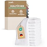 Laleni Spucktücher Baby im 10er Set aus Reiner Baumwolle - schadstofffreie Mulltücher Baby 70x70 - zert.saugstarke Mussellintücher weich - Musselin Tuch als Mullwindel - waschbare Mulltücher - Weiß