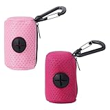 Hundekotbeutelhalter, Haustierkotbeutel mit Reißverschluss und Befestigung, zum Aufhängen, Hundekotbeutelhalter für Spaziergänge, Wandern, Rosa und Rosa, 2 Stück
