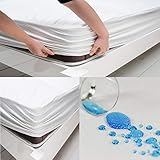 Matratzenschoner 200x200 cm Wasserdicht, Buymax® wasserdichte Spannbettlaken ohne Knistern, Inkontinenzauflage Rundumgummi Atmungsaktiv Rundumbezug Anti-Milben Bezug waschbar