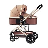 Kombikinderwagen 3 in 1 Reisesysteme,Einem Klick Zusammenklappbarer Kinderwagen,Tragbarer Reisewagen Verstellbarer Rückenlehne,High Landscape Kinderwagen mit Alu-Rahmen,Abschließbare Rä(Color:braun)