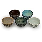 Bredemeijer Tee-Schalen Set 5-teilig - farbige Karo Teebecher aus Porzellan - Trinkbecher mit je 150 ml Fassungsvermögen