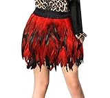 Karneval Rock für Damen 2025 Casual Kostüm Damen Europäische und Amerikanische Bühnenaufführung Kleidung Feder Halbkörper Rock Kurzer Rock Übergroßer Rock Karneval Kostüm, rot, XL