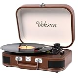 Plattenspieler, Bluetooth Schallplattenspieler Vinyl Plattenspieler Turntable und Digital Encoder mit 3-Gang 33/45/78 U/min Eingebauter 2 Stereo Lautsprecher Aux-In RCA,Kofferdesign